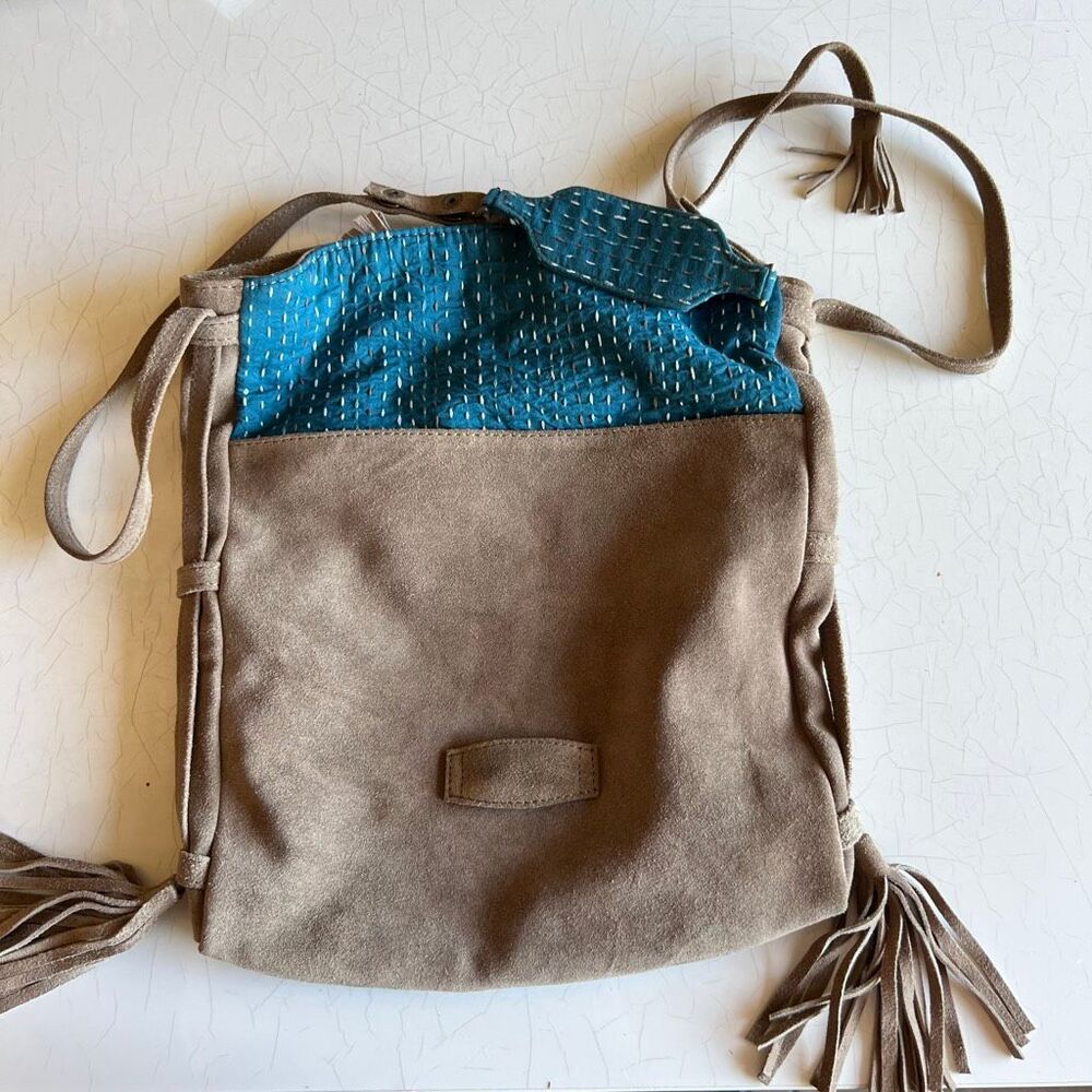 Noonday Collection Suede Crossbody Bag Tassel Detail